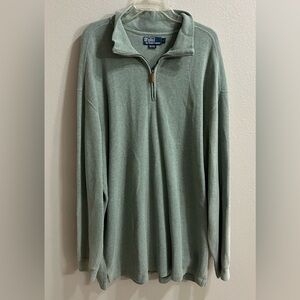 Polo Ralph Lauren Mens 1/4 Zip Pullover Size 2XLT Green Cotton Sweater Heritage